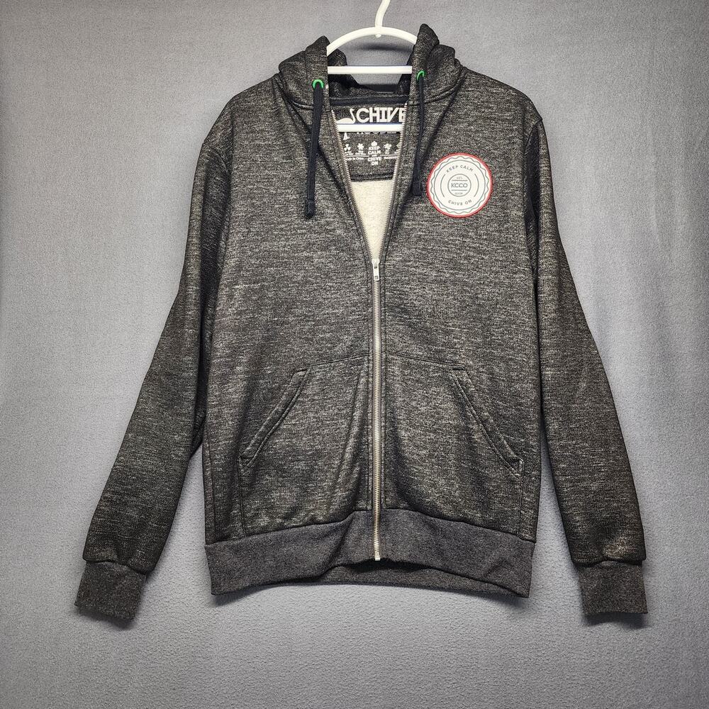 Chive Hoodie Mens Medium Gray Zip Up Keep Calm KCCO Patch Sweatshirt Jacket
